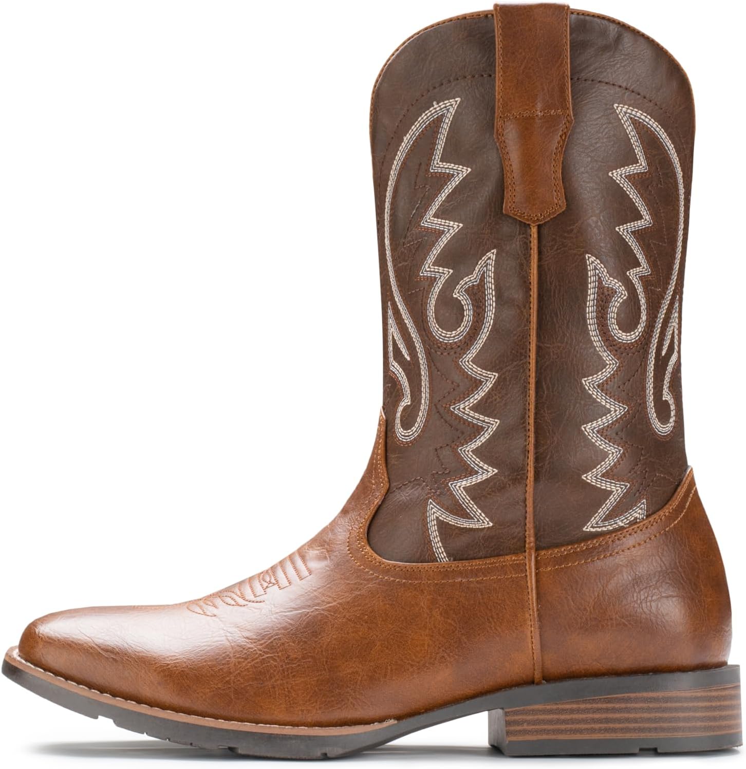 IUV Cowboy Boots For Men with Wide Square Toe Western Retro Boot Durable Classic Fashionable Embroidered Pull On Slip Resistant Boots - Image 3