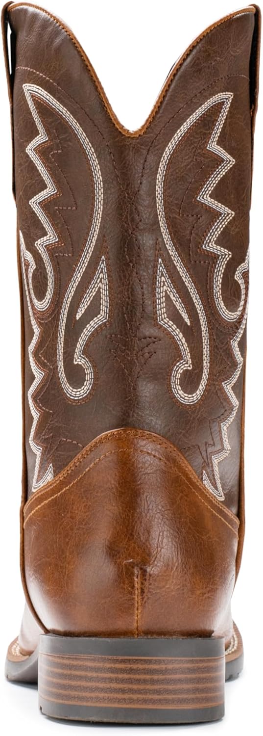 IUV Cowboy Boots For Men with Wide Square Toe Western Retro Boot Durable Classic Fashionable Embroidered Pull On Slip Resistant Boots - Image 4