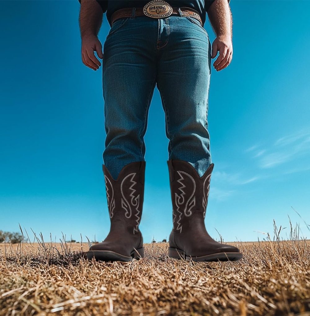 IUV Cowboy Boots For Men with Wide Square Toe Western Retro Boot Durable Classic Fashionable Embroidered Pull On Slip Resistant Boots - Image 7